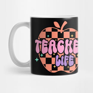 Teacher Life Retro Groovy Apple Teacher Appreciation Mug